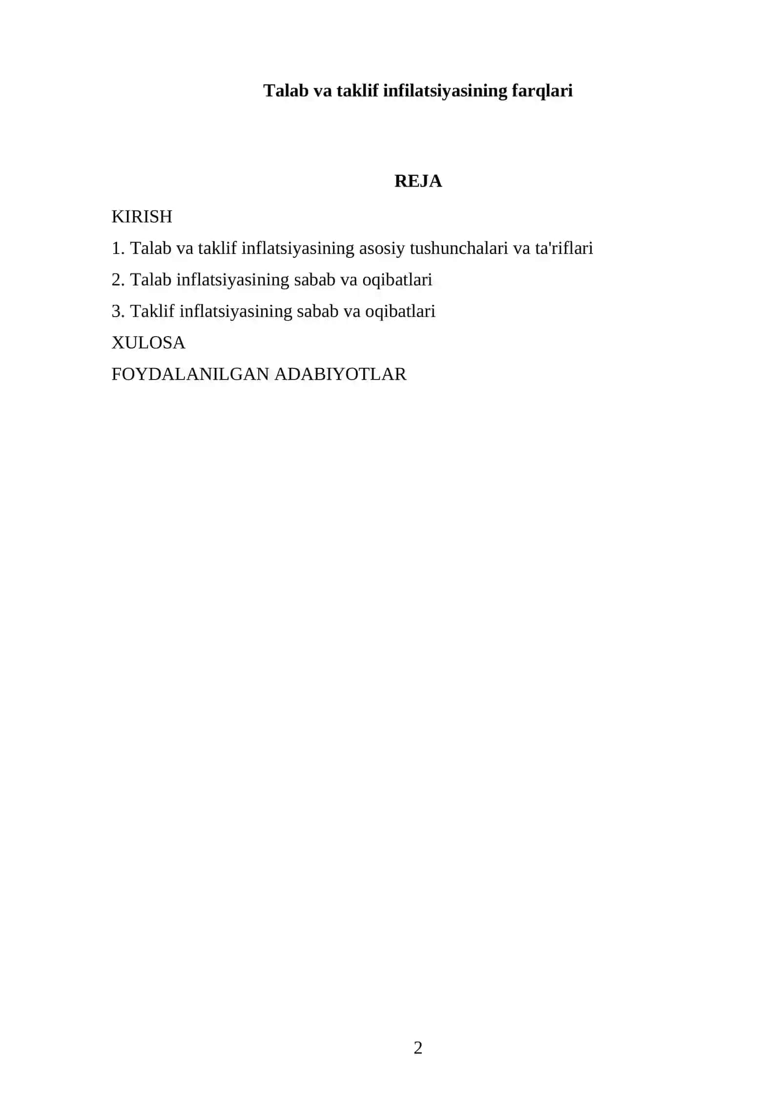 Talab va taklif infilatsiyasining farqlari 2