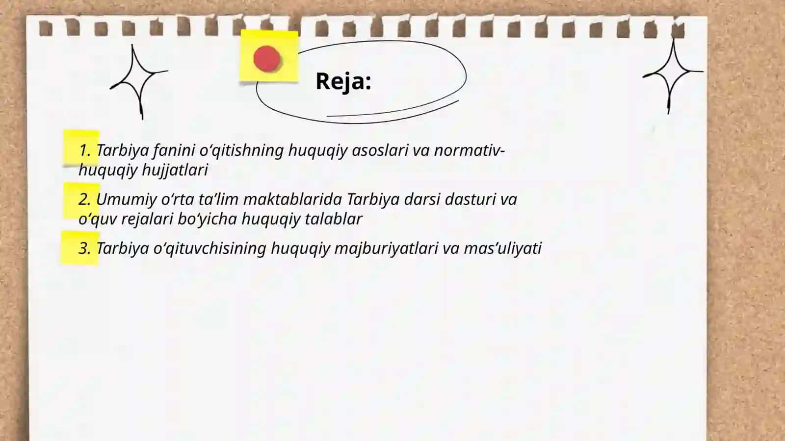 Tarbiya fanini oʻqitishning huquqiy asoslari va normativ-huquqiy hujjatlari 2