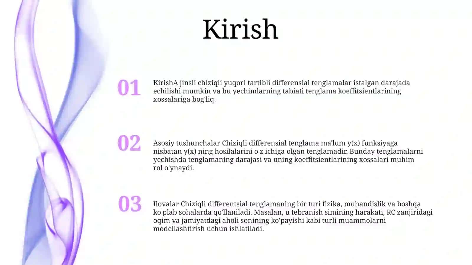 Jinsli Chiziqli Yuqori Tartibli Differensial Tenglamalar 2