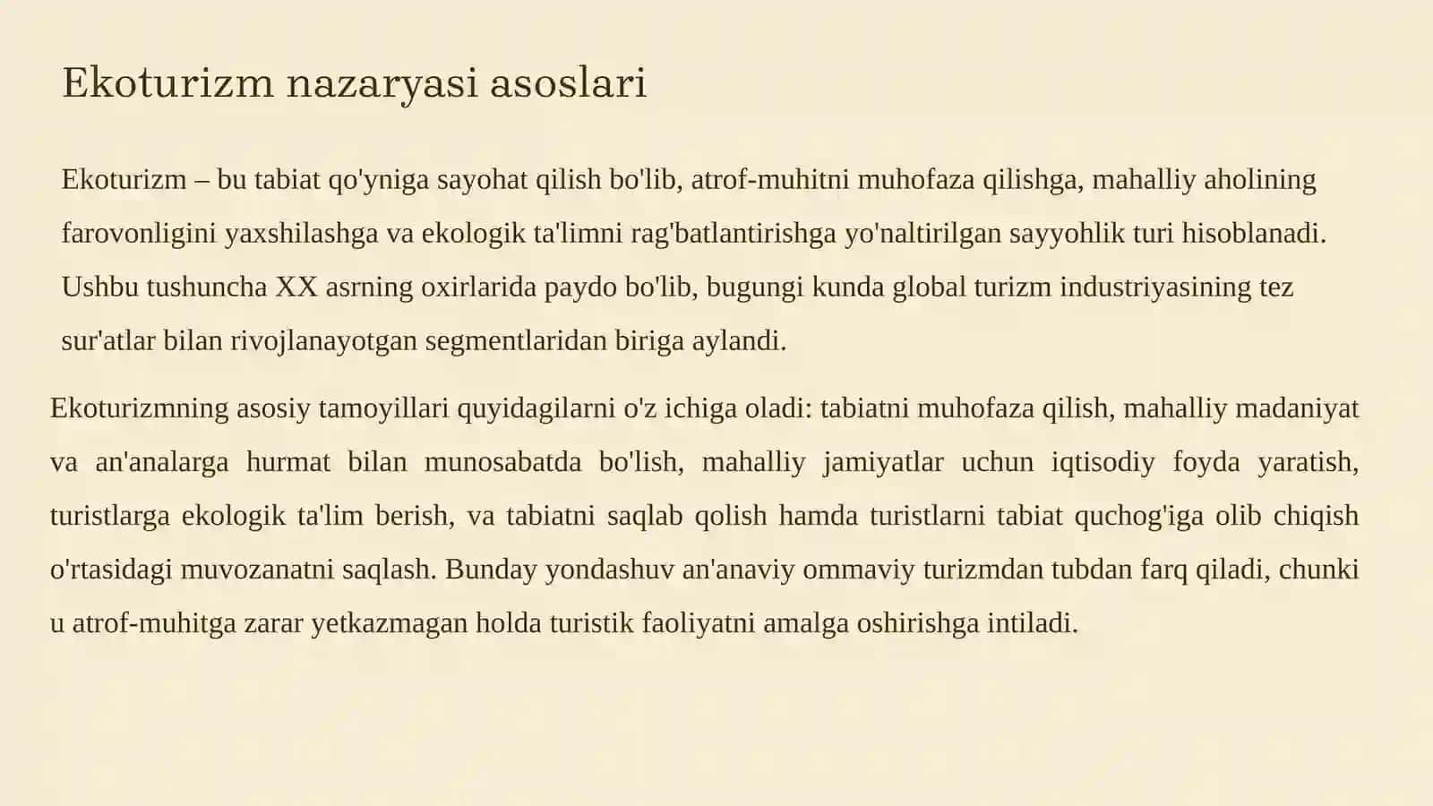 Ekoturizm nazaryasi va Chorminor mehmonxonasi 2