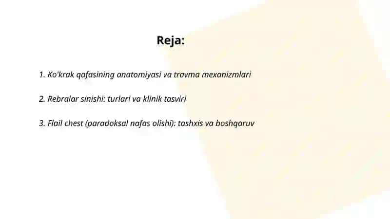Ko’krak qafasining travmalari 2