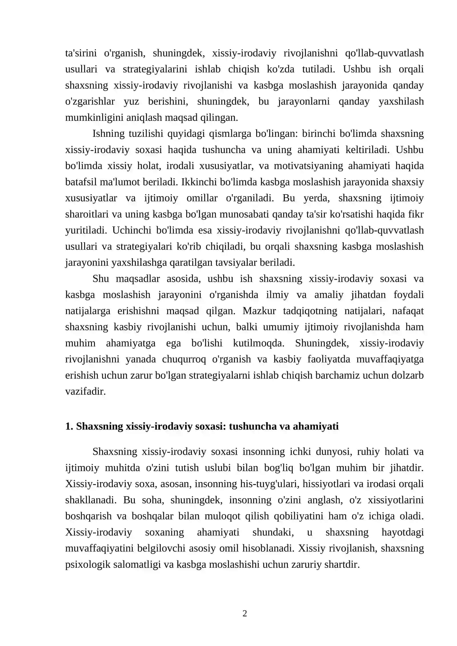 Shaxsning xissiy-irodaviy soxasi va kasbga moslashish 2