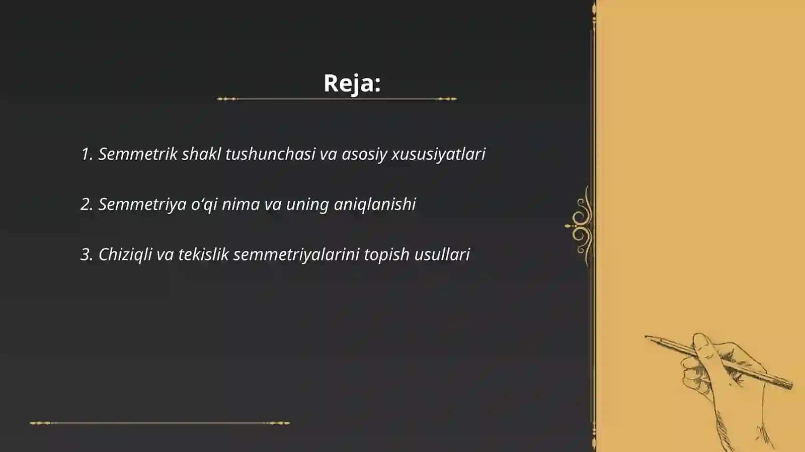Semmetrik shakllar. Semmetriya oʻqlarini topish 2