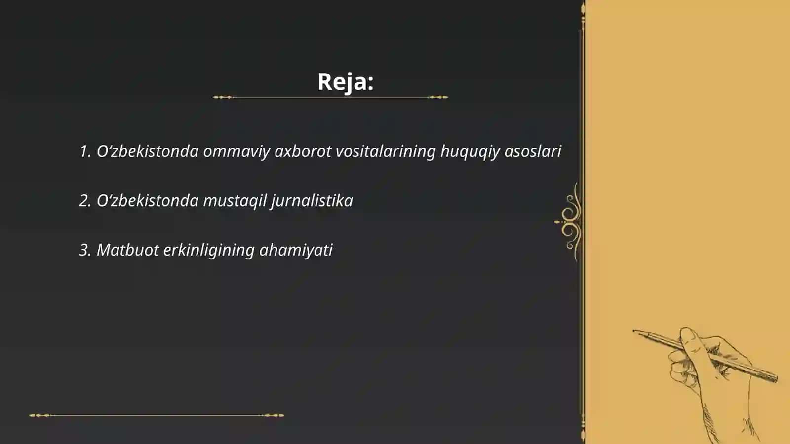 Oʻzbekistonda ommaviy axborot vositalarining huquqiy asoslari 2