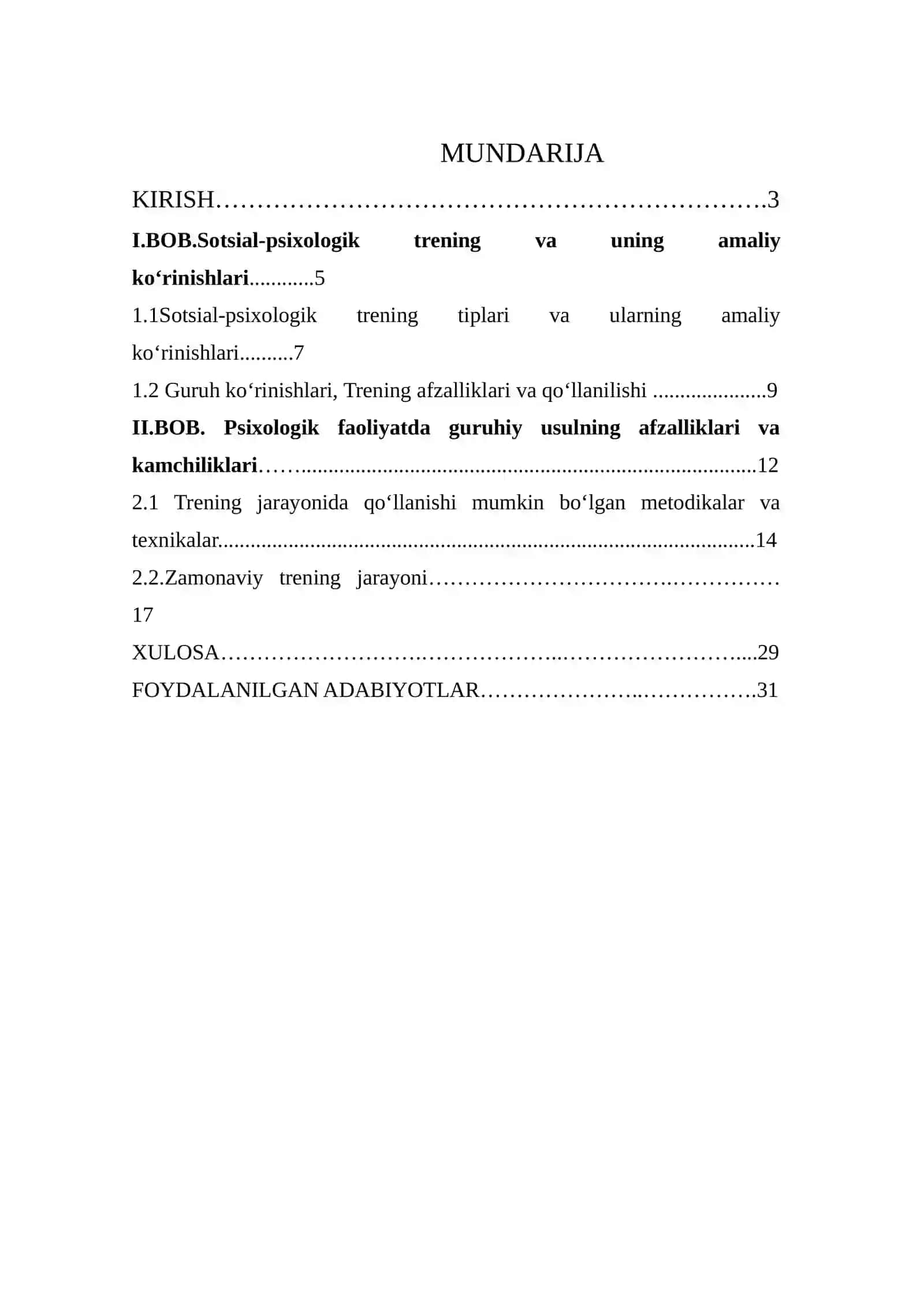 O‘zbekiston Milliy Universiteti Psixologiya kafedrasi - Psixologik trening asoslari 2