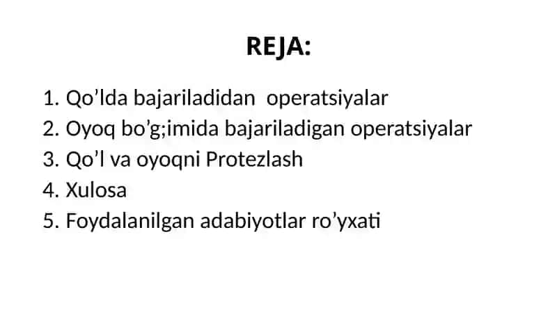 Qo’lvaoyoqbo’g’imlarikilinikanatomiyasivaulardabajariladidanzamonaviyaperatsiyalar. 2