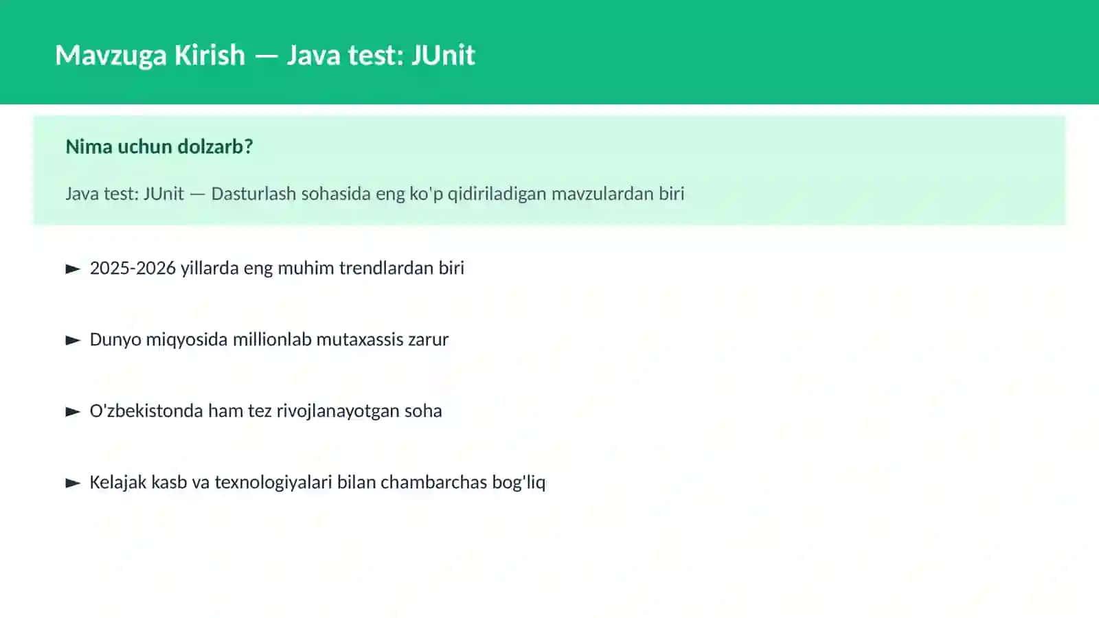 Java test: JUnit 2