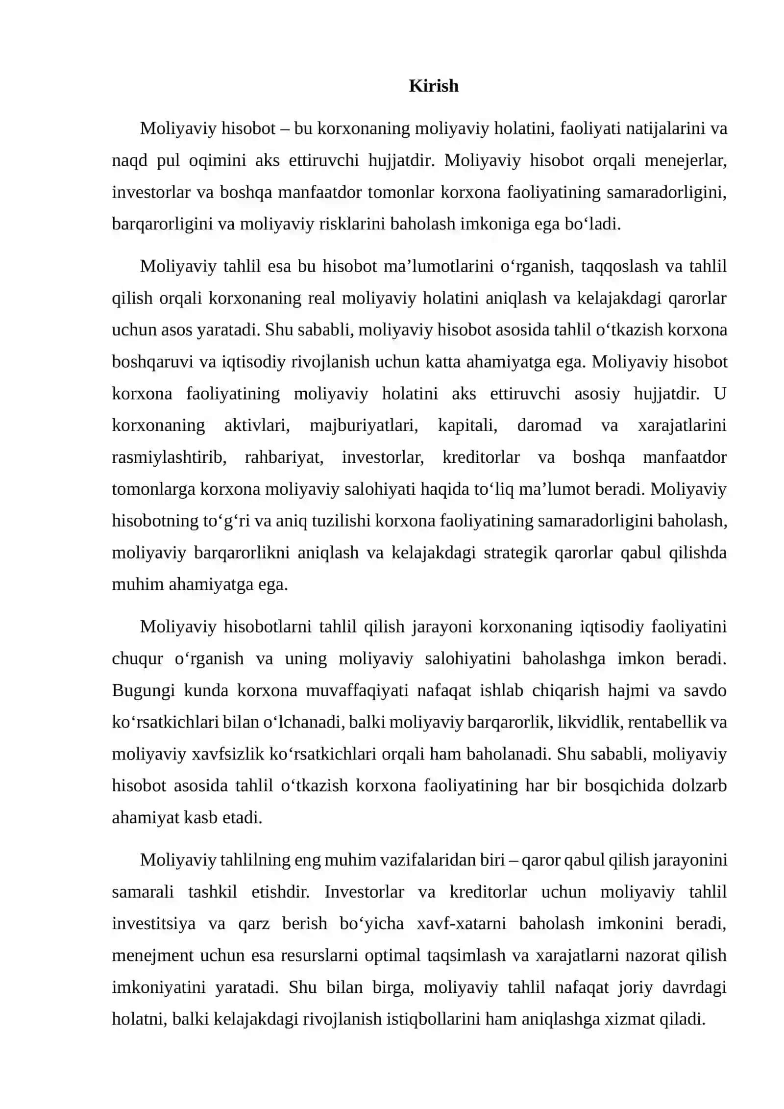 MOLIYAVIY HISOBOT ASOSIDA TAHLIL O'TKAZISHNING AHAMIYATI 2