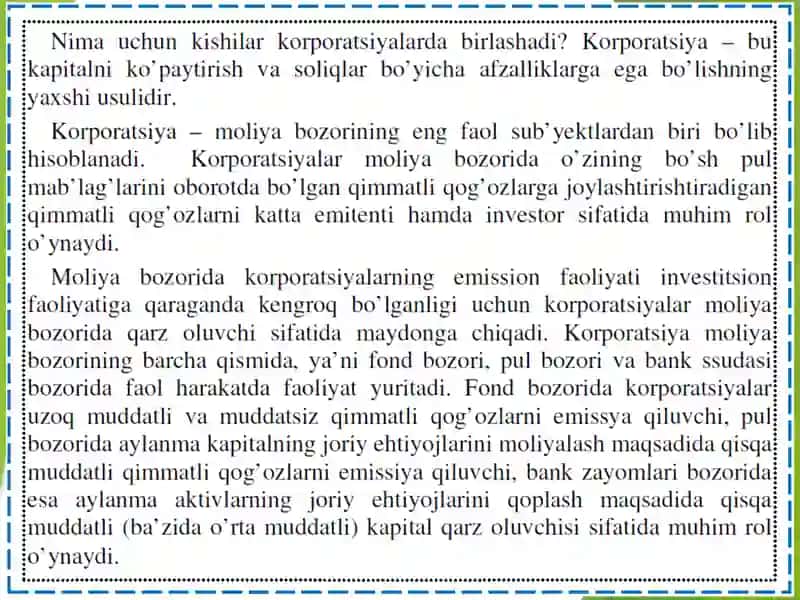 MOLIYAVIY BOZORDAKORPORATSIYA 2