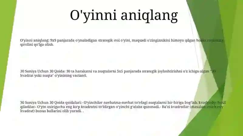 30 Soniya Uchun 30 Qoida 2