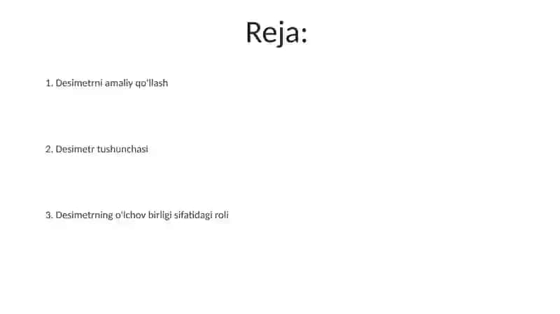 Desimetr tushunchasi 2