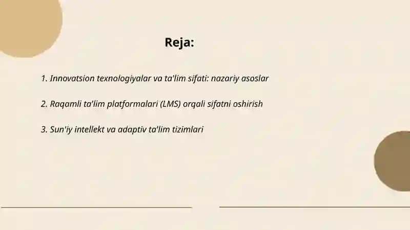 Innovatsion texnologiyalar ta'lim sifatini oshirish 2