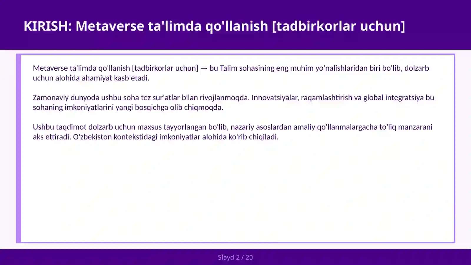 Metaverse ta'limda qo'llanish [tadbirkorlar uchun] 2