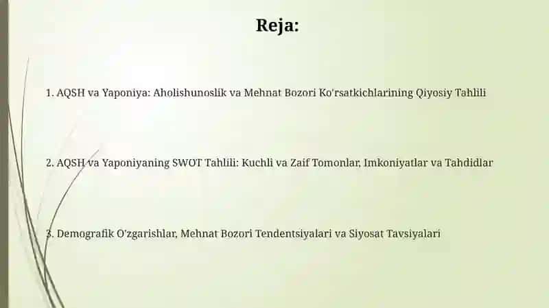 AQSH va Yaponiya: Aholishunoslik va Mehnat Bozori Ko'rsatkichlarining Qiyosiy Tahlili 2