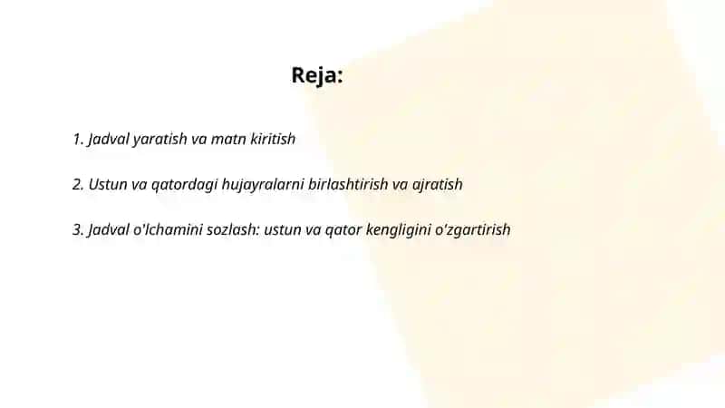 Microsoft Word'da jadvallarni tahrirlash misollari 2