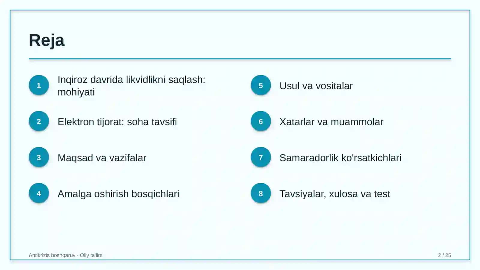 Elektron tijoratda inqiroz davrida likvidlikni saqlash 2