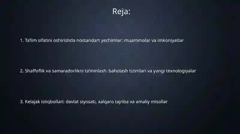 Ta‘lim sifatini ochiqligi va samaradorligini oshirish uchun nostandart qarorlardan foydalanish 2