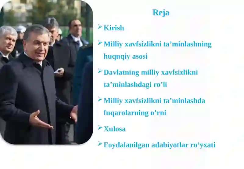 Milliy xavfsizlikni ta'minlash bo'rasida amalga oshirilayotgan ishlar 2