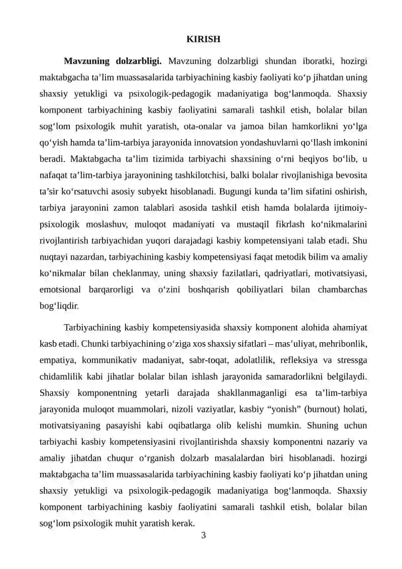 Tarbiyachining kasbiy kompetensiyasining shaxsiy komponenti 2