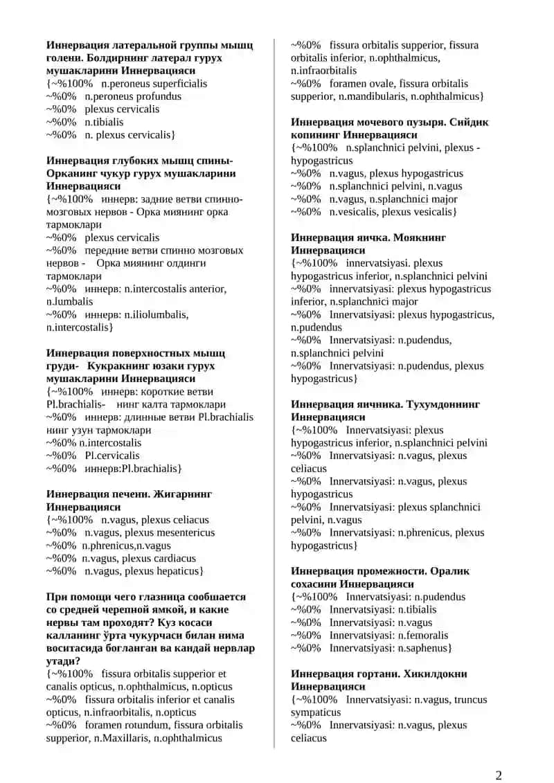 Иннервация передней группы мышц пpедплечья 2