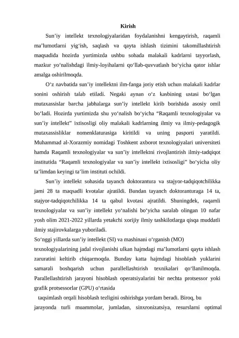Sunʼiy intellektda Big Data va parallel ishlov berish 2