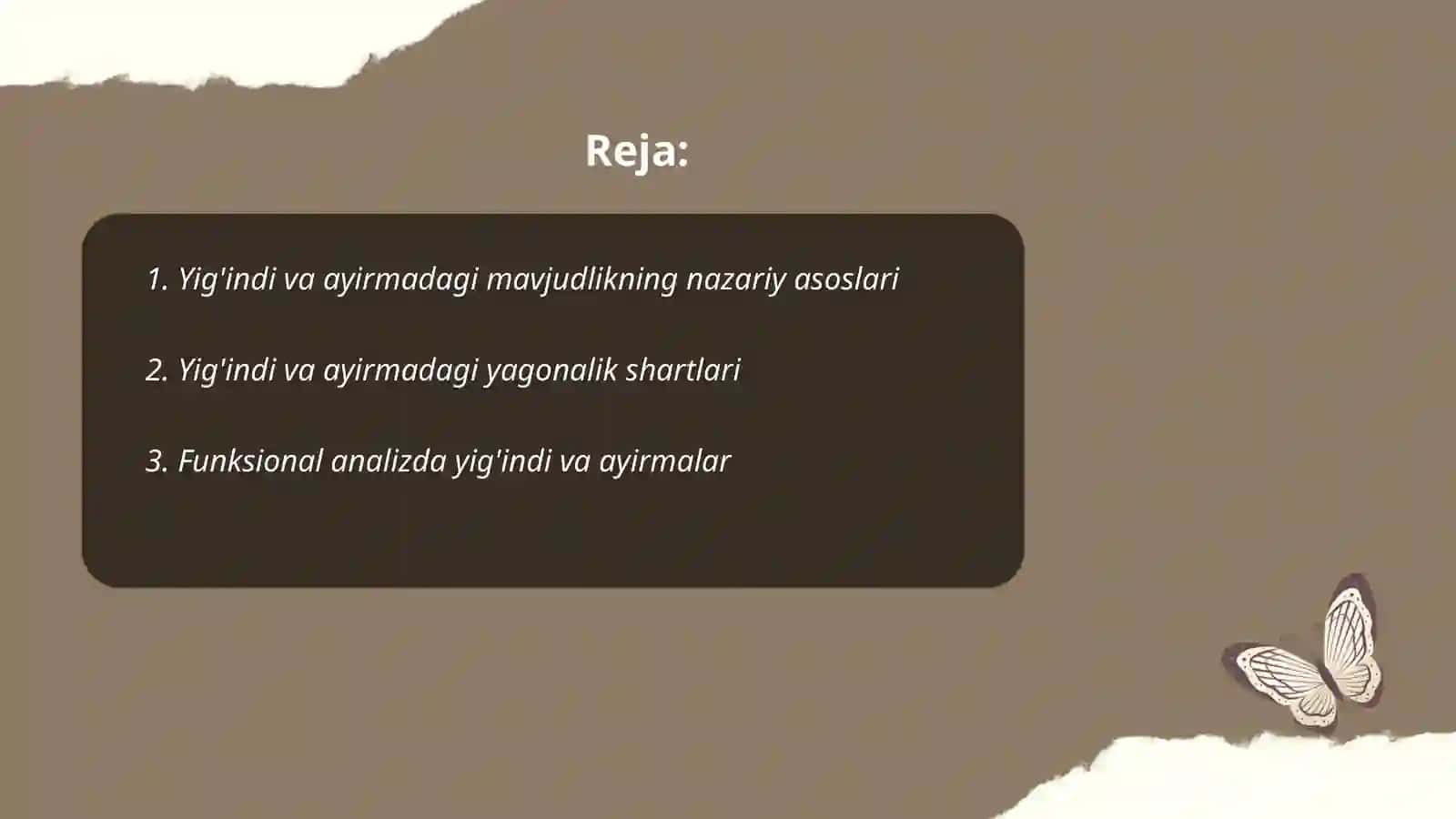 Yig'indi va ayirmadagi mavjudlikning nazariy asoslari 2