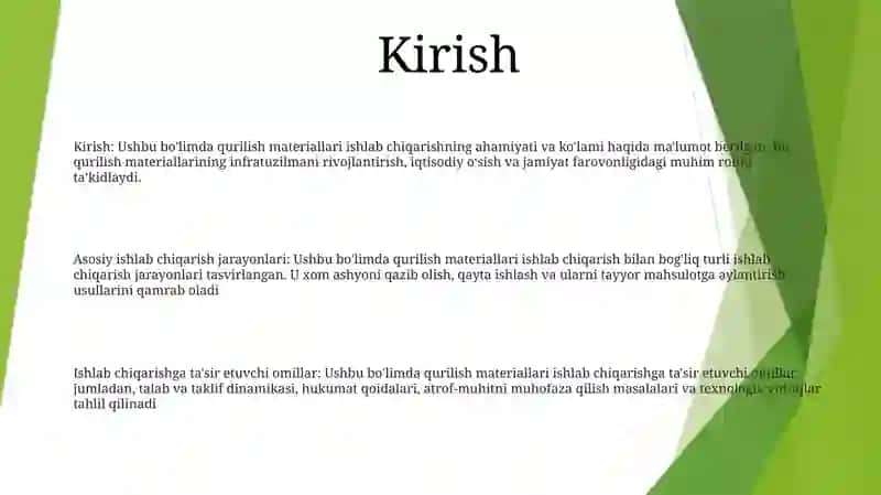 Qurilish Materiallari Ishlab Chiqarishni Tashkil Qilish 2
