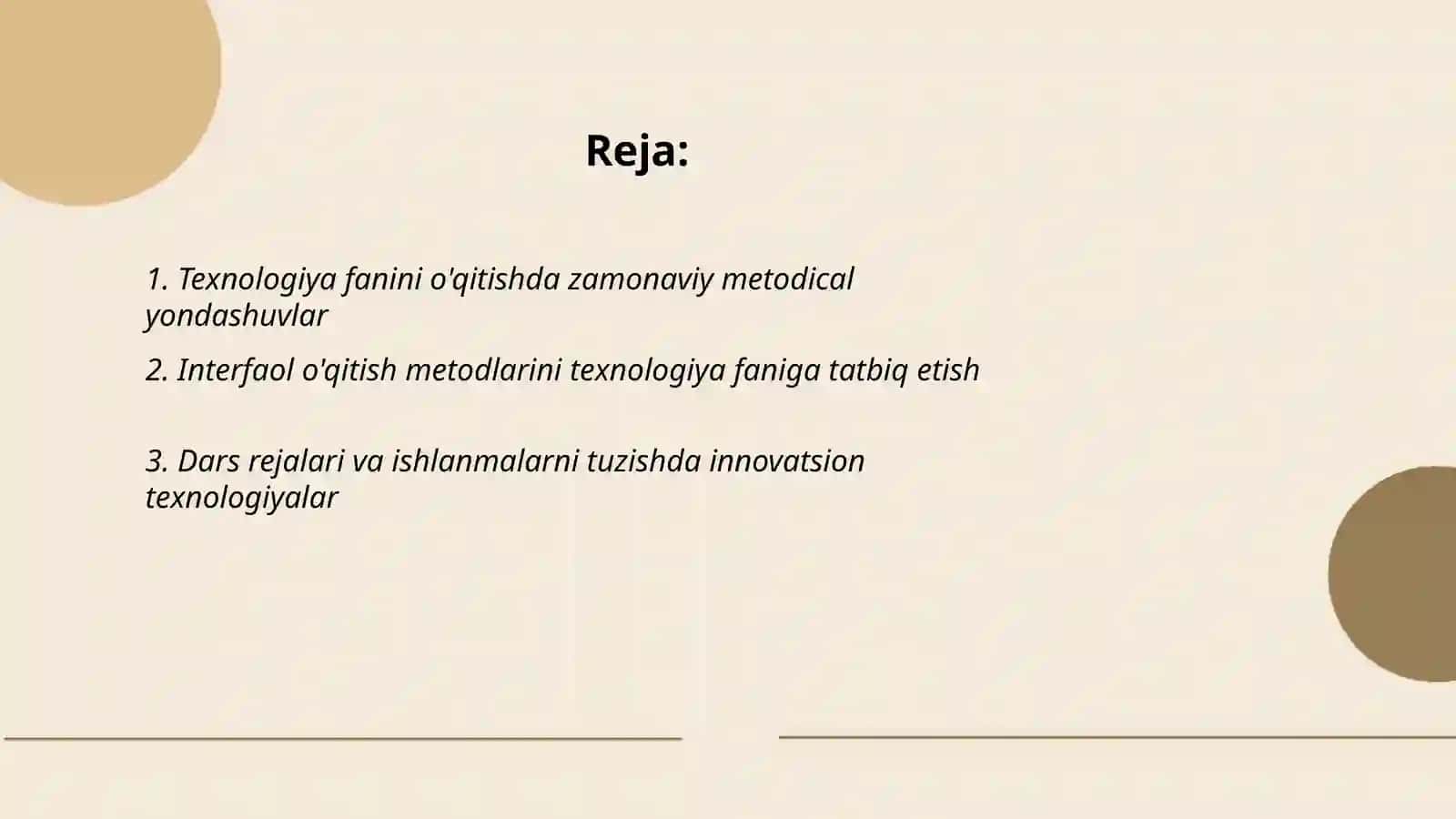 TEXNOLOGIYA FANIGA OID METODIK ISHLARNI AMALGA OSHIRISHNI, TEXNOLOGIY FANIDAN METODBIRLASHMALAR FAOLIYATINI TASHKIL QILISH ISHLARINI O’RGANISH 2