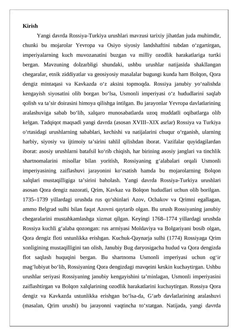 Yangi davrda Rossiya-Turkiya urushlari 2