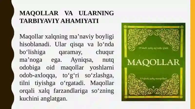 MAQOLLAR VA ULARNING TARBIYAVIY AHAMIYATI 2