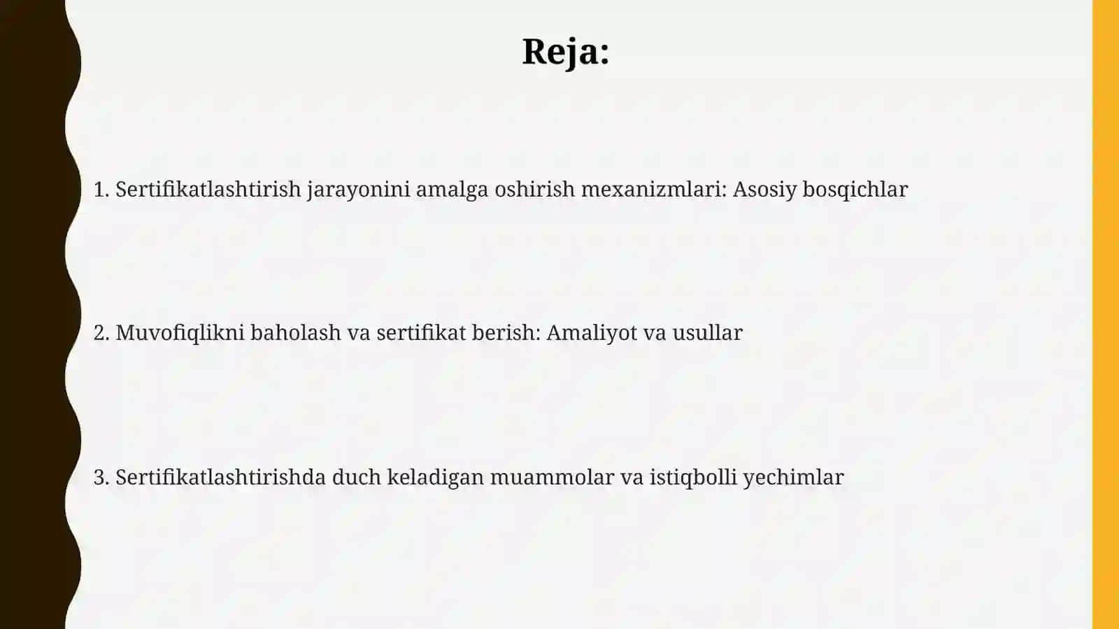 Sertifikatlashtirish jarayonlari amalga oshirish mexanizmlarini oʻrganish 2