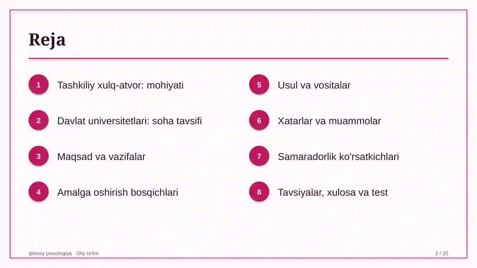 Davlat universitetlarida tashkiliy xulq-atvor 2