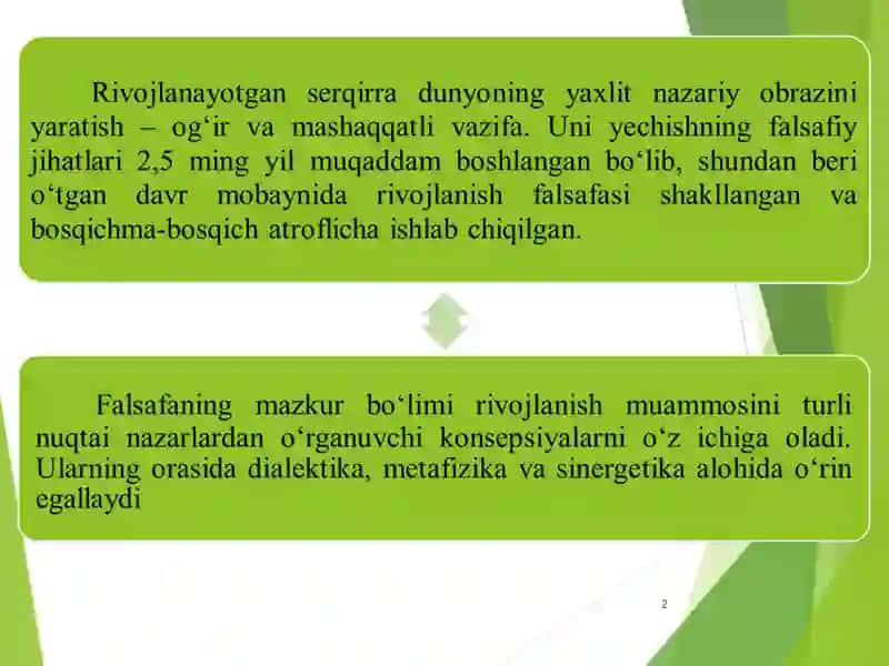 Rivojlanish falsafasi 2