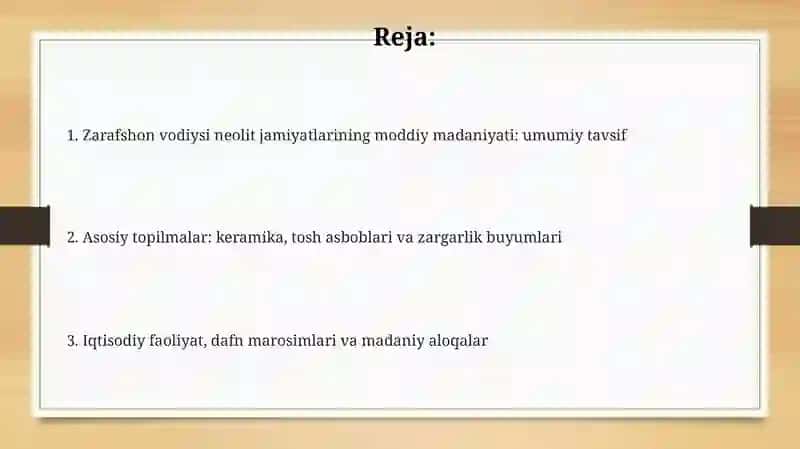 Zarafshon vohasi Neolit davri jamoalari moddiy madaniyatining oʻziga xos xususiyatlari 2