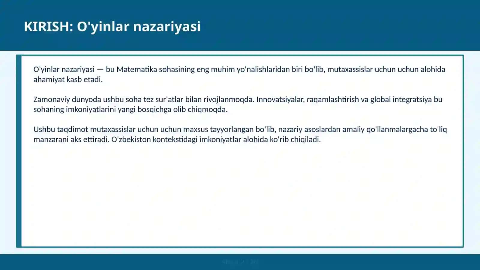 O'yinlar nazariyasi 2