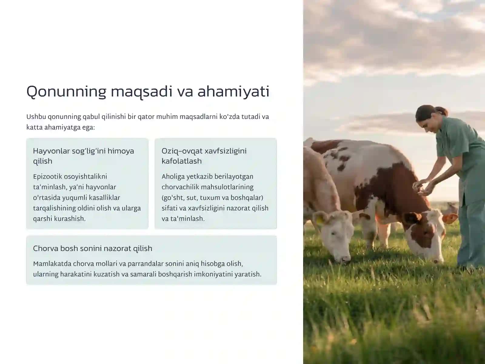 O'zbekiston Respublikasining "Veterinariya to'g'risidagi" Qonuni bilan tanishish 2