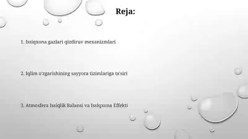 Atmosferadagi ishiqlik muvozanati o'zgarishi 2
