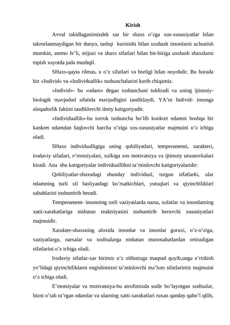 Individual psixologik xususiyatlari klassifikatsiyasi 2
