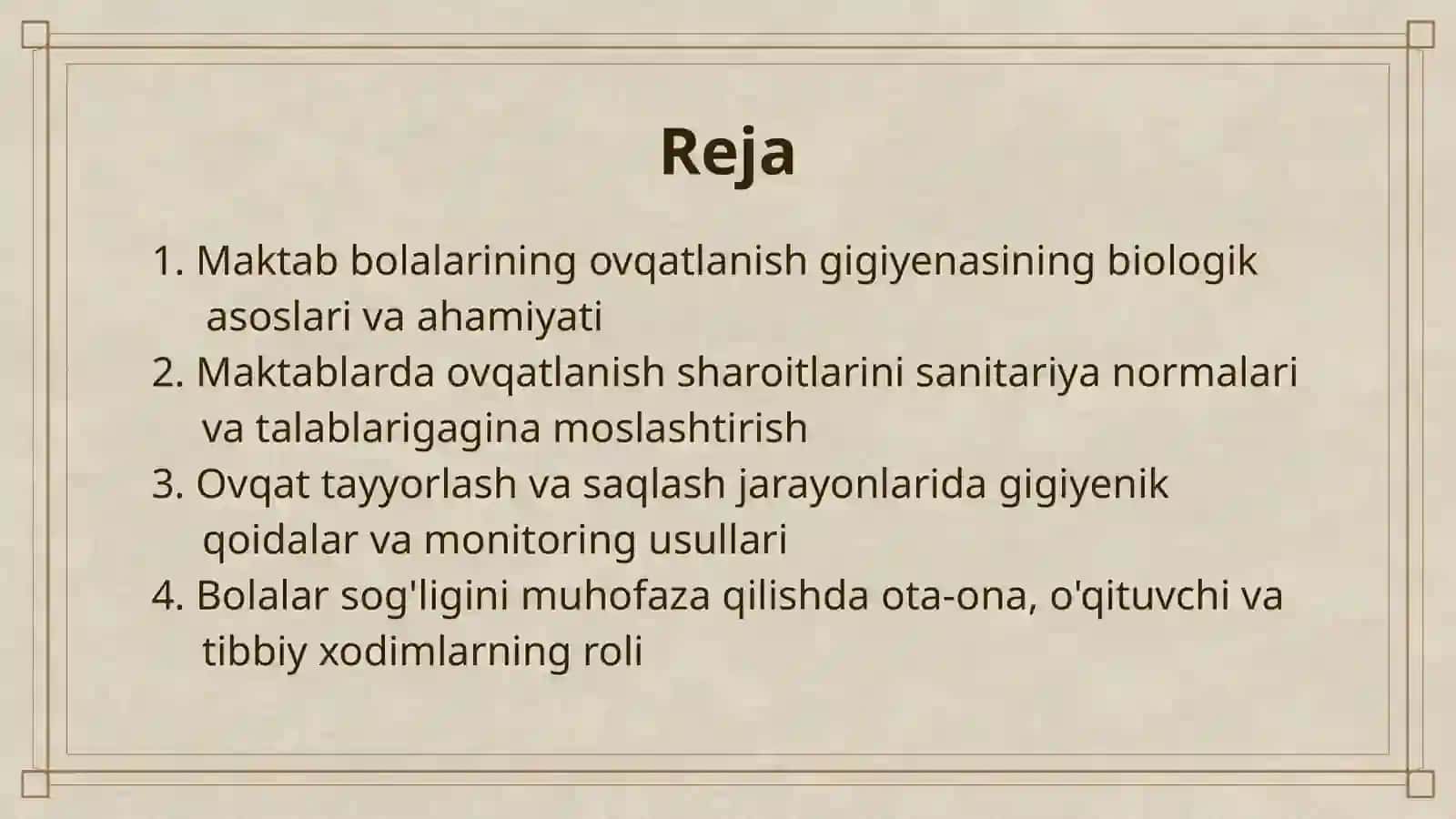 MAKTAB BOLALARNING OVQATLANISHIGA QO'YILADIGAN GIGIYENIK TALABLAR 2