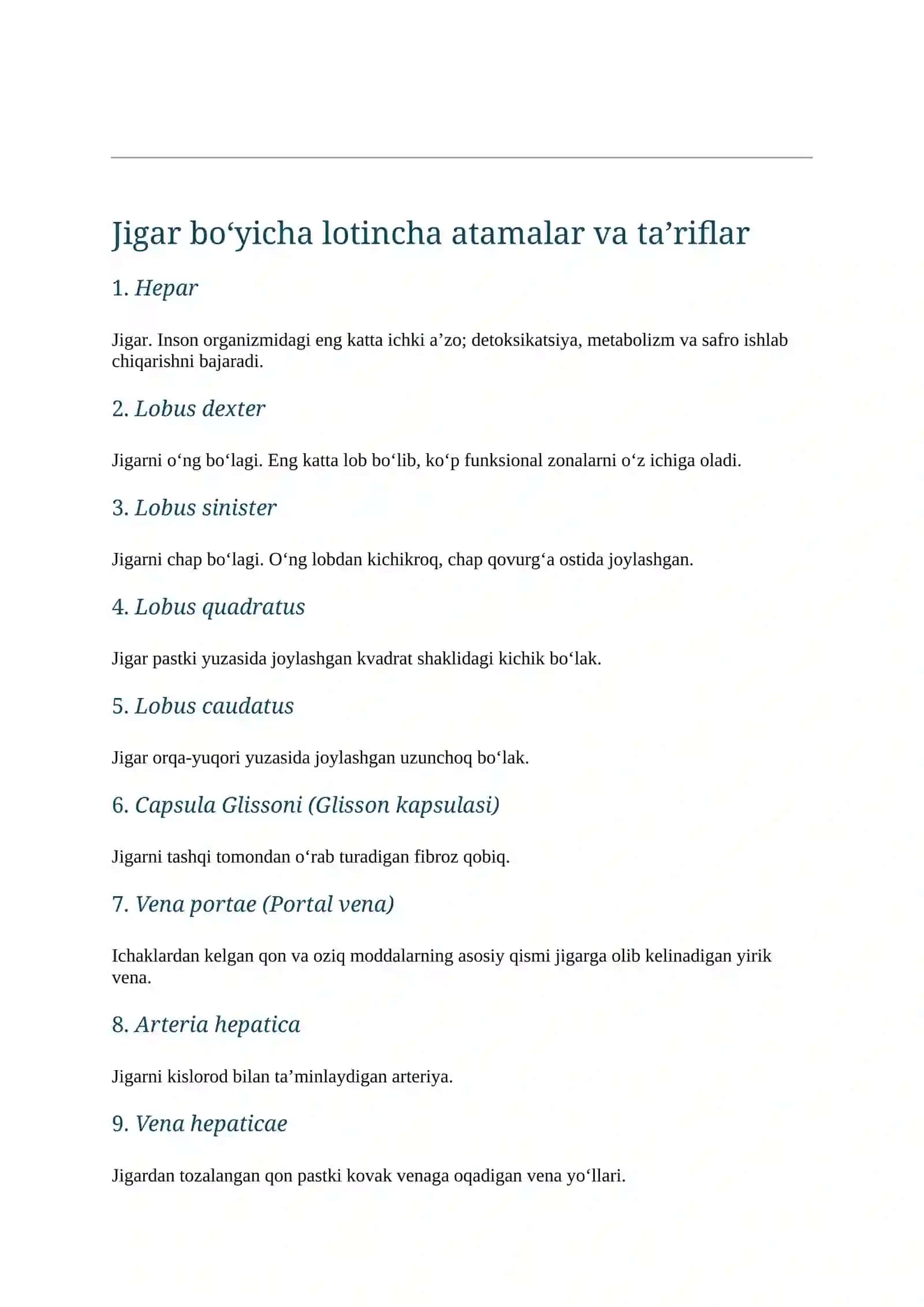 Jigar bo‘yicha lotincha atamalar va ta’riflar 2