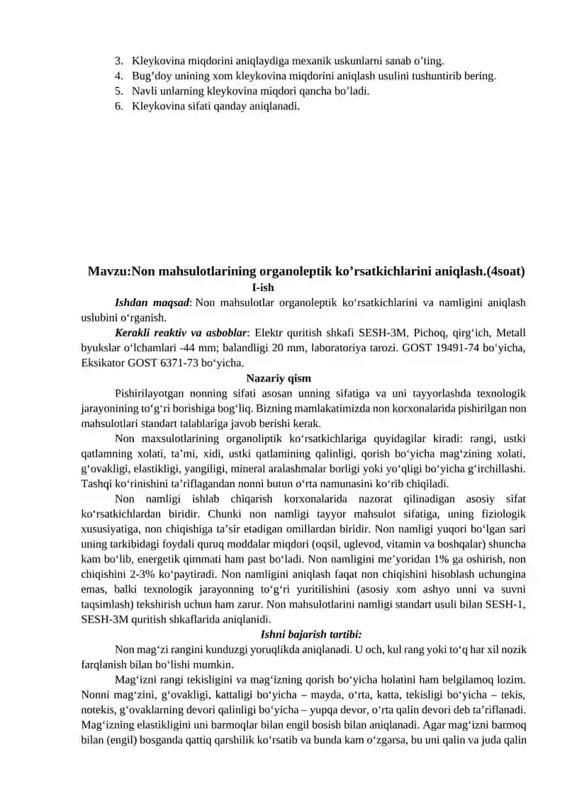 Unning kuchini xamirning reologik xususiyatlariga ko’ra aniqlash 2