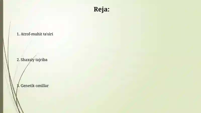 Shaxs shakillanishiga ta'sir etuvchi omillar 2