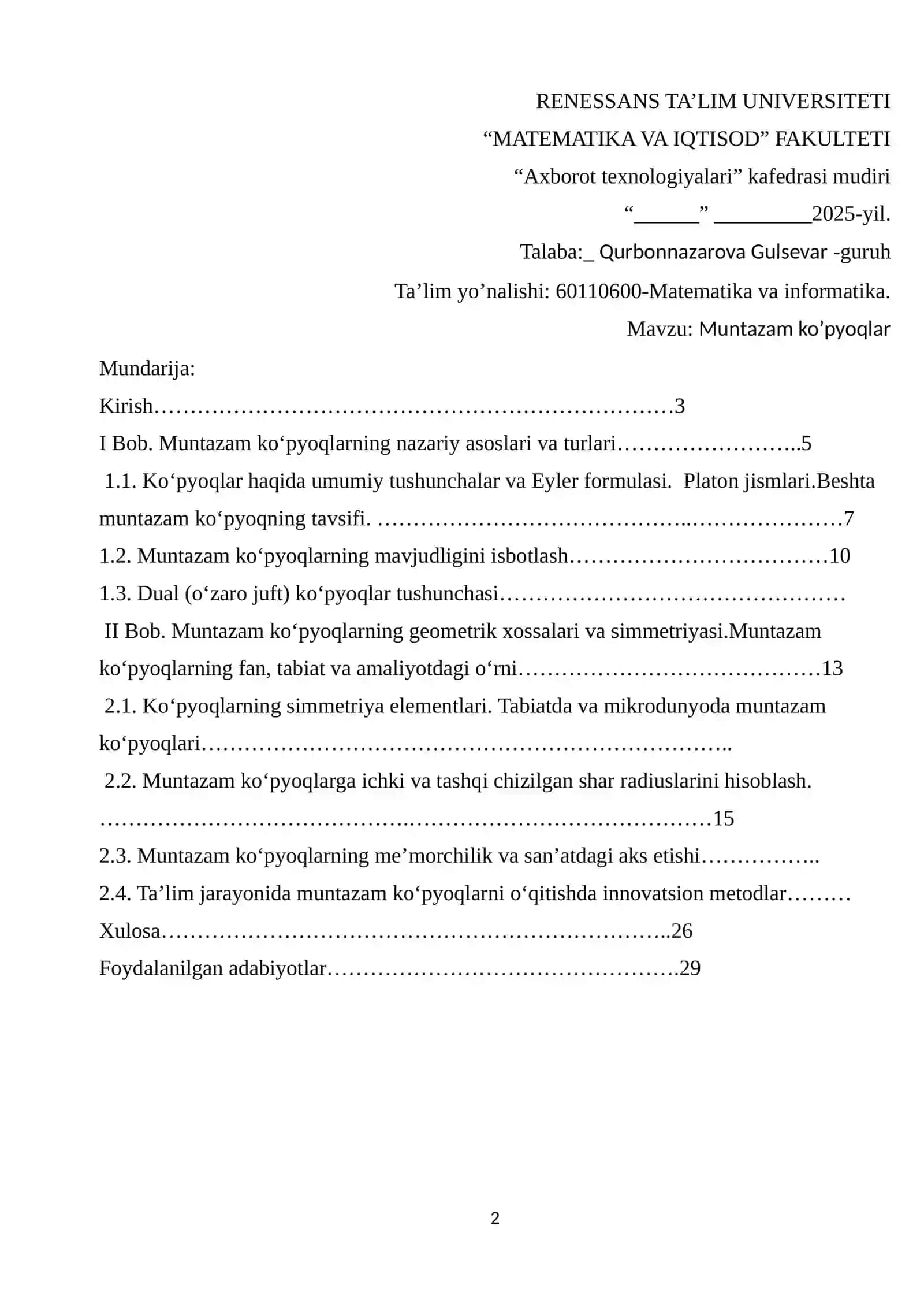 Muntazam ko‘pyoqlar 2
