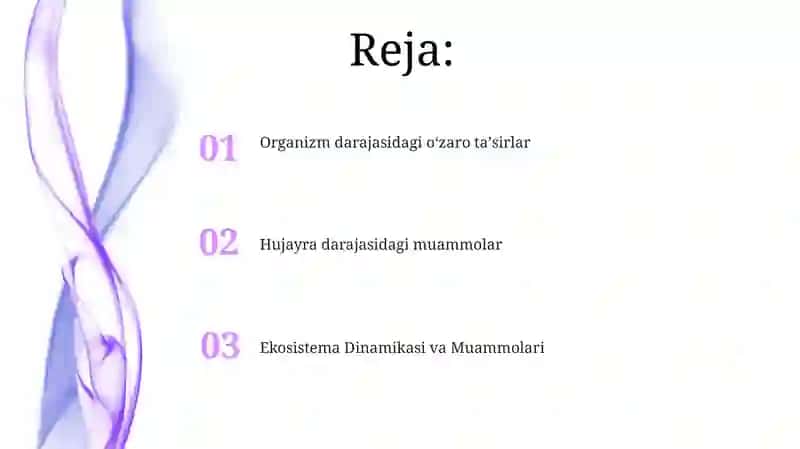 Ekosistema Dinamikasi va Muammolari 2