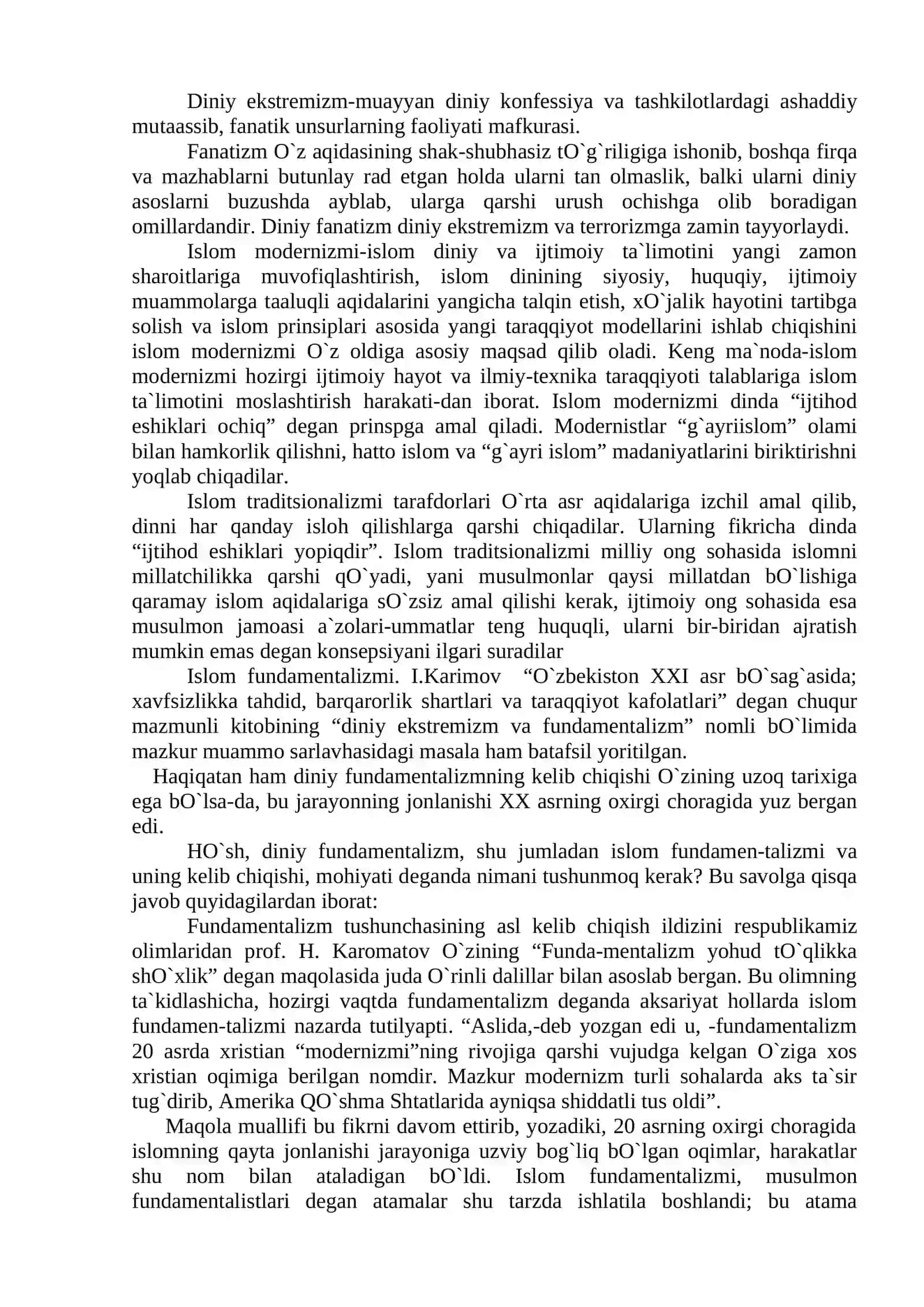 Diniy fundamentalizm, ekstremizm va fanatizm tushunchalarining tahlili 2