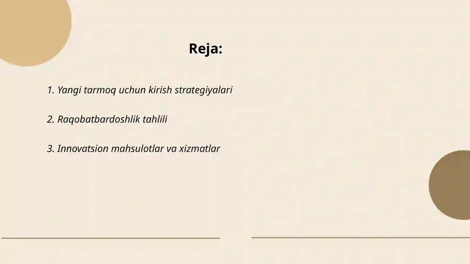Yangi tarmoqdagi raqobatchilik uchun strategiya 2