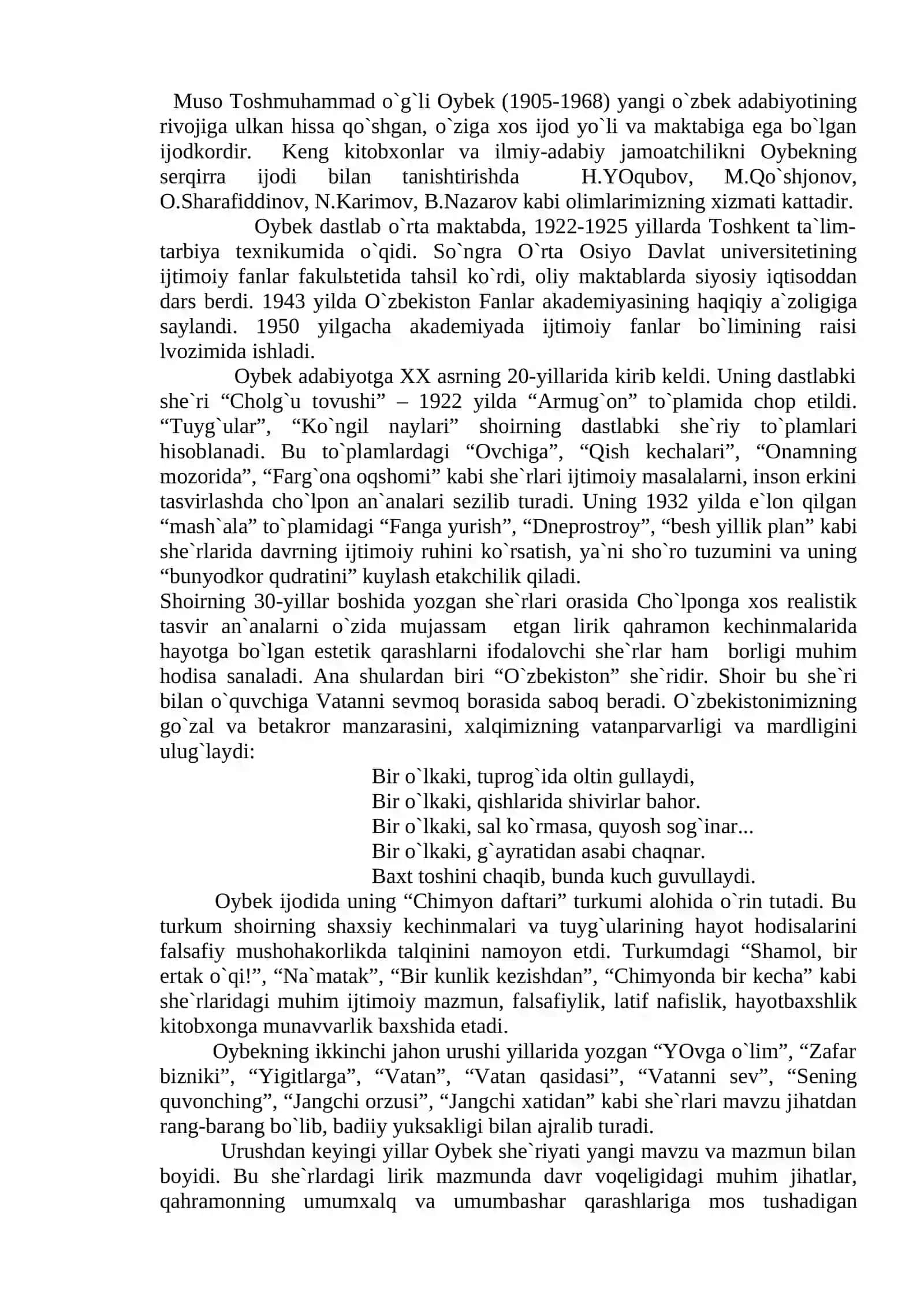 ОYBЕKNING HAYOTI VA IJОDI 2