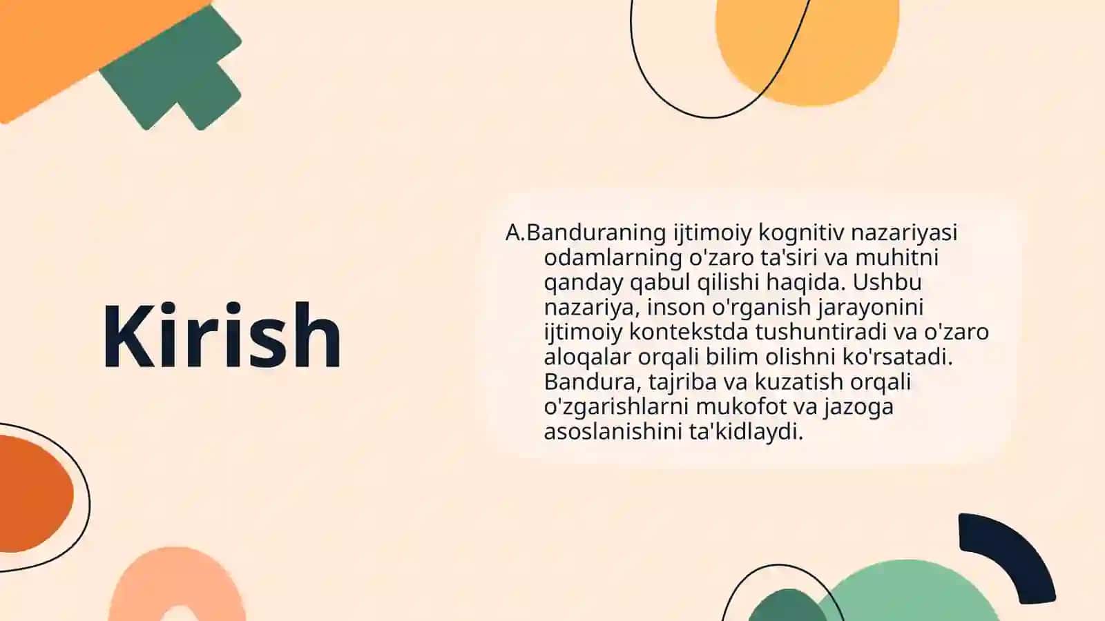 A.Banduraning ijtimoiy kognitiv nazariyasi 2