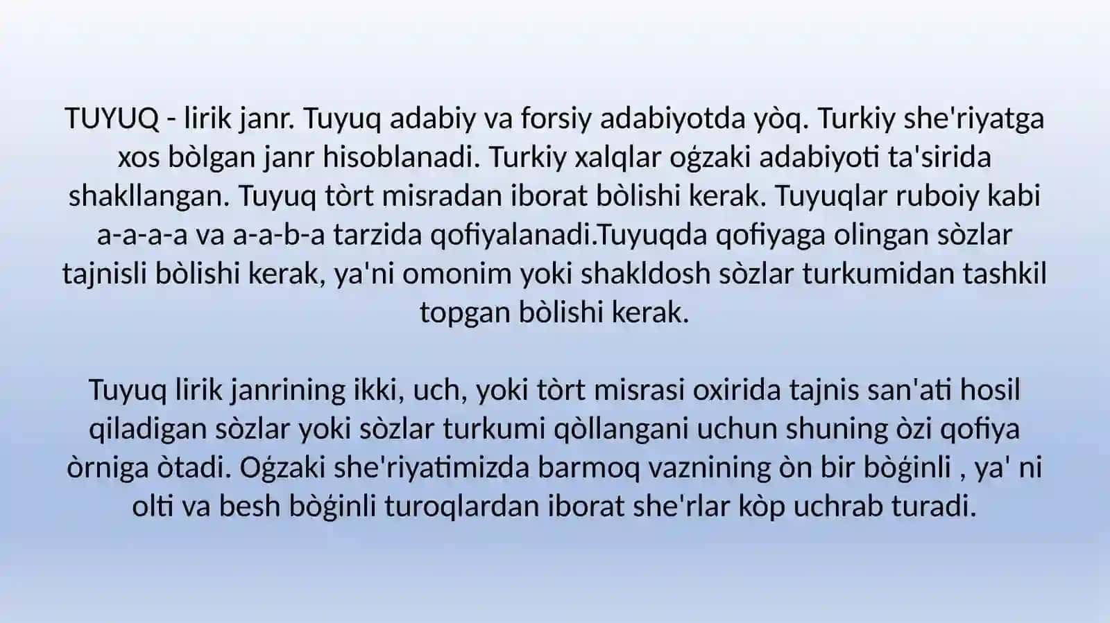Tuyuq janri tahlili (Lutfiy tuyuqlaridan misolda ) 2