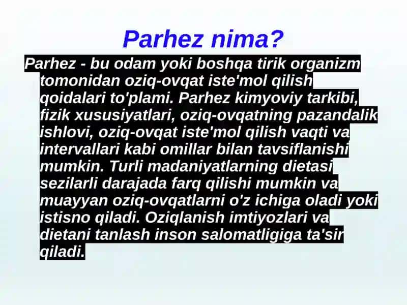 Parhez nima 2